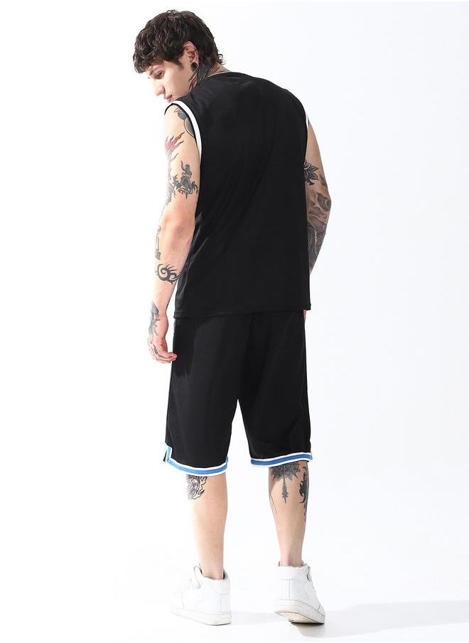 Hubberholme Men Streetletics Mesh Printed Oversized Sleeveless Fit T-Shirt & Shorts Co-ord Set  - Image 5