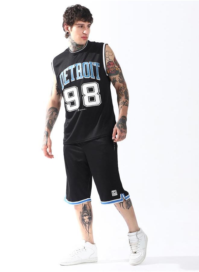 Hubberholme Men Streetletics Mesh Printed Oversized Sleeveless Fit T-Shirt & Shorts Co-ord Set  - Image 3