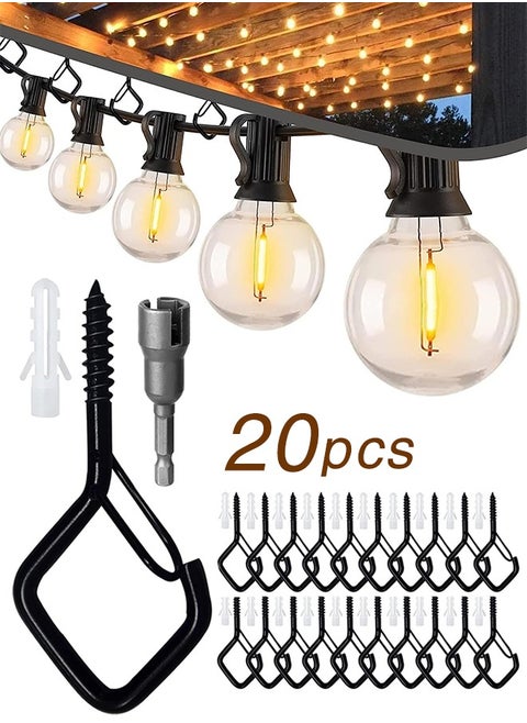 20 PCS Ceiling Hooks, for Hanging Plants Hooks for Hanging Hanger Hooks for Outdoor String Lights Siding Hooks Plant Hooks for Ceiling Cup Hooks Metal Hooks Hooks for Hanging Plants 2.2 Inches Black