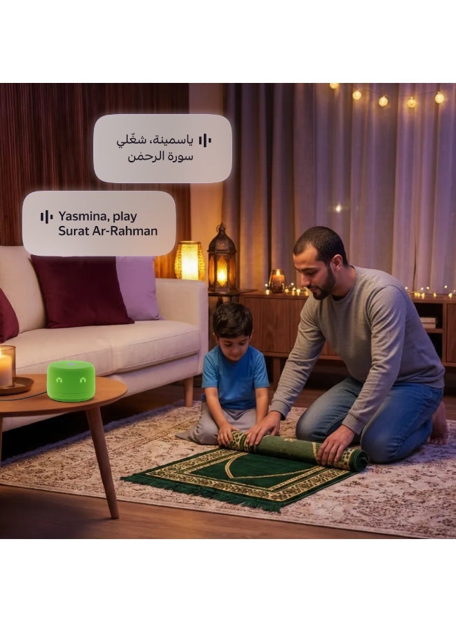 Yasmina Yango Yasmina Lite AI Smart Speaker, Bilingual Arabic & English, Screen-Free Learning, Quran & Stories for Kids, Routine Helper Green - Image 4