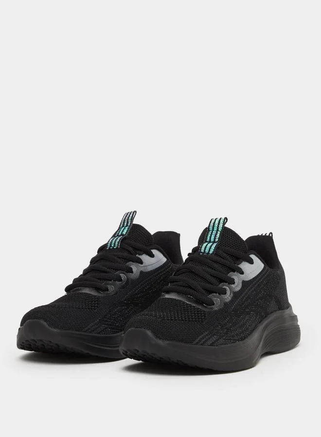 ستايلي Styli Textured Mesh Lace Up Sneakers
