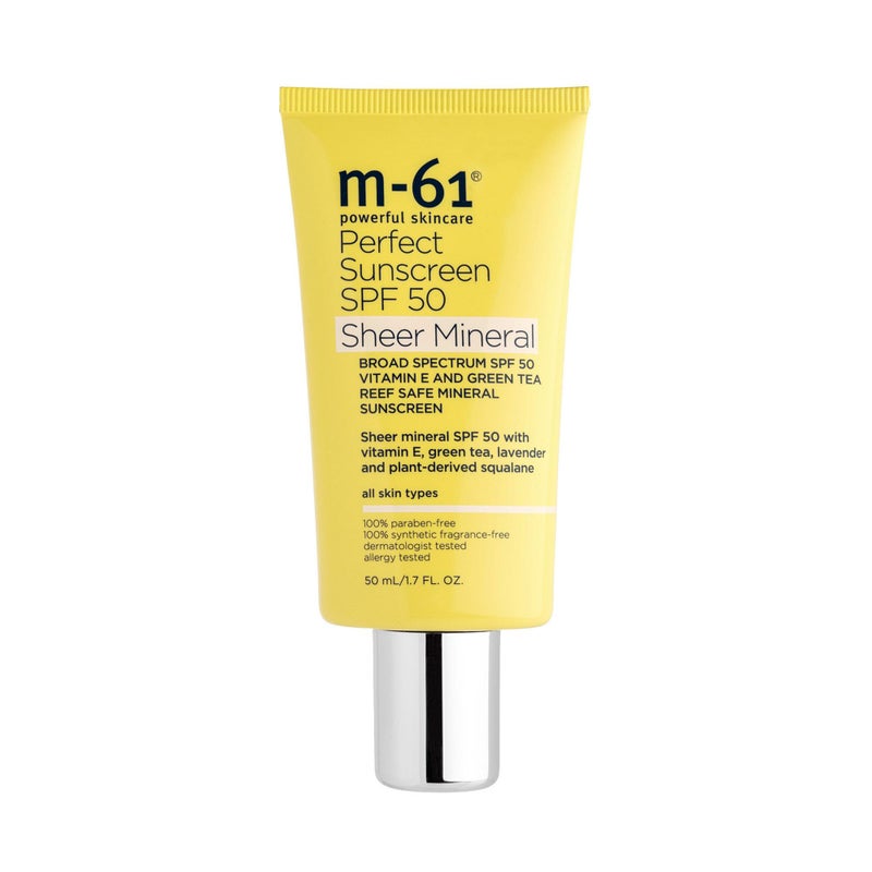 M-61 Perfect Mineral Sunscreen SPF 50 - Sheer | Sheer, Reef-Safe, Mineral Sunscreen SPF 50 With Vitamin E, Green Tea, 1.7 Fl Oz - Image 1