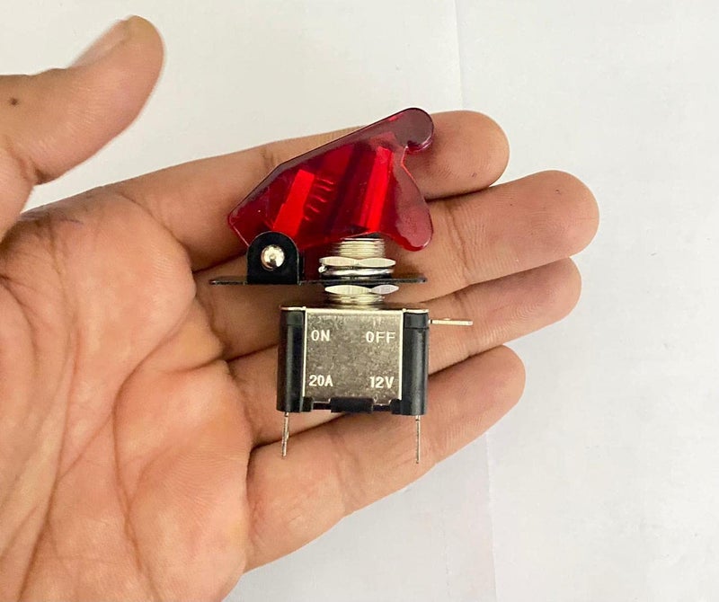 AUTO MT ROCKER PILOT ToggleSwitch WiTH Aircraft Safety Cover Rocker Toggle Switch 12V 20A ON/Off ToggleSwitch LED Light Illuminated 3Pin for All Vehicles (RED PILOT Rocker Toggle Switch) - Image 2