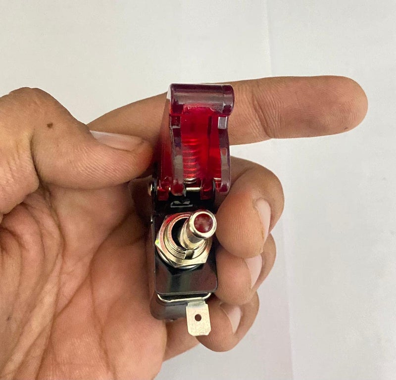 AUTO MT ROCKER PILOT ToggleSwitch WiTH Aircraft Safety Cover Rocker Toggle Switch 12V 20A ON/Off ToggleSwitch LED Light Illuminated 3Pin for All Vehicles (RED PILOT Rocker Toggle Switch) - Image 3