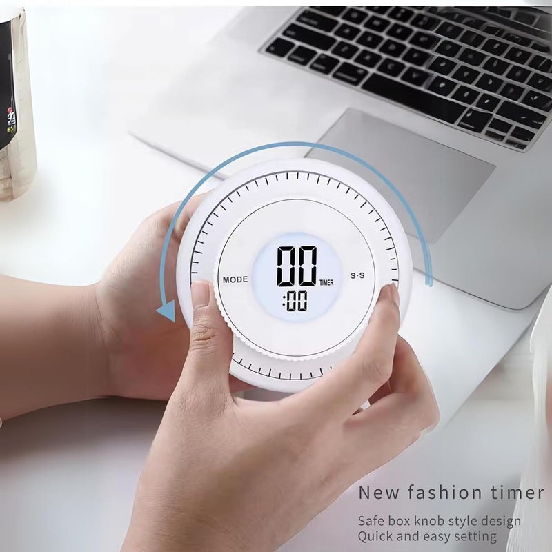 TURBID Kitchen Timer Round Digital Kitchen Timer Stopwatch Magnetic Countdown Clock Countdown Clock with LED Display Time Manager Clock Stopwatch Alarm Clock Cooking Countdown Time - Image 3