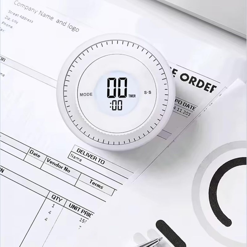 TURBID Kitchen Timer Round Digital Kitchen Timer Stopwatch Magnetic Countdown Clock Countdown Clock with LED Display Time Manager Clock Stopwatch Alarm Clock Cooking Countdown Time - Image 4