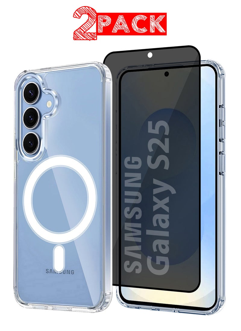 CATANES - 2Packs Samsung Galaxy S25 MagSafe Case Support Wireless Charging Slim Thin Magnetic Cover Anti Scratch Shockproof Hard Transparent Phone Case Compatible with Samsung Galaxy S25 6.2 Inch - Image 1