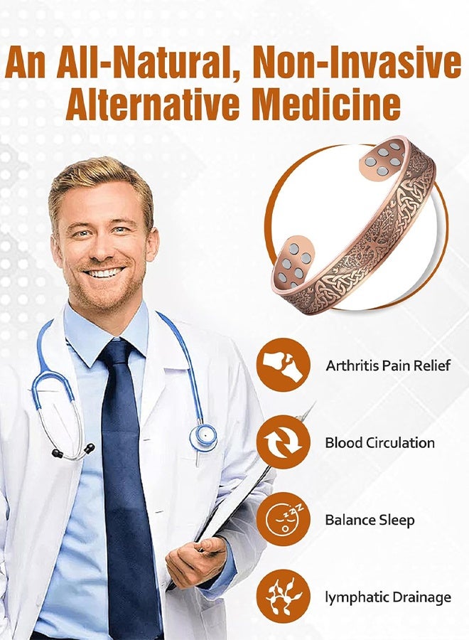 Copper Bracelet for Men 99.9% Pure Copper Magnetic Bracelet for Men with 12pcs Powerful Magnets(Each 3500 Gauss) - Image 4