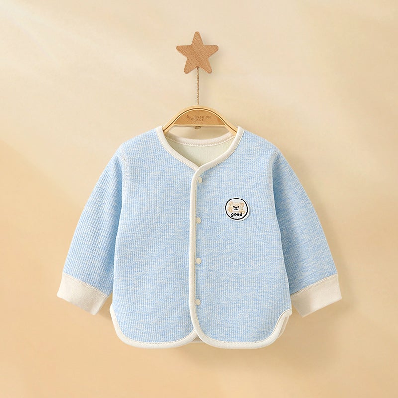 Baby Coat Born Warm Clothes One-Year-Old Children'S Cardigan Boys' And Girls' Fleece-Lined Top Baby Winter Clothes - Image 1