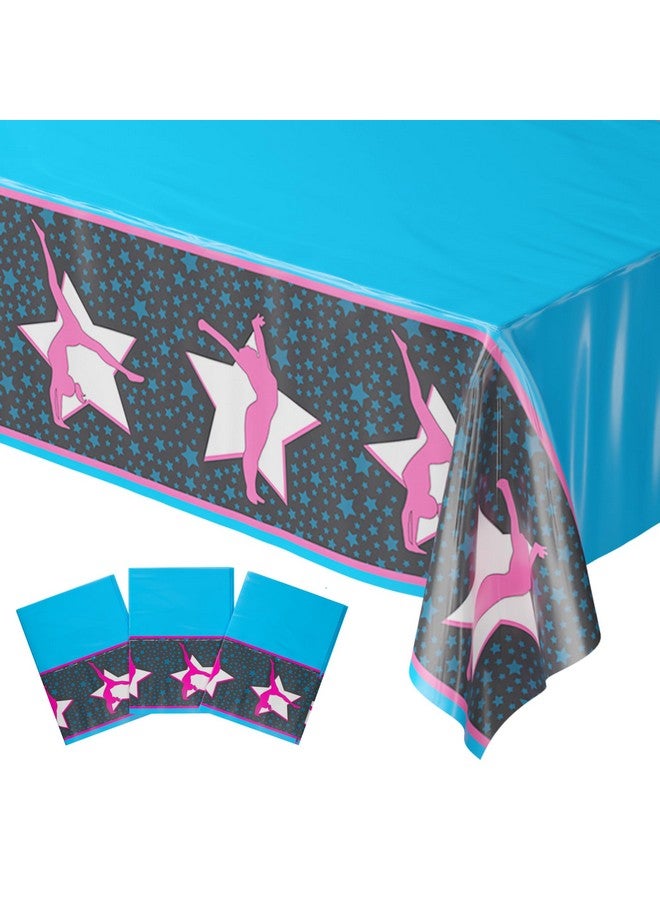 بلو أورتشدس أغطية طاولات الجمباز (عبوة من 3 قطع) - 54 بوصة × 108 بوصة كبيرة جدًا - لوازم حفلات أعياد الميلاد الجمبازية، حفلات ذات طابع جمبازي، مفرش طاولة جمبازي، غطاء طاولة جمبازي، عيد ميلاد جمبازي - Image 1