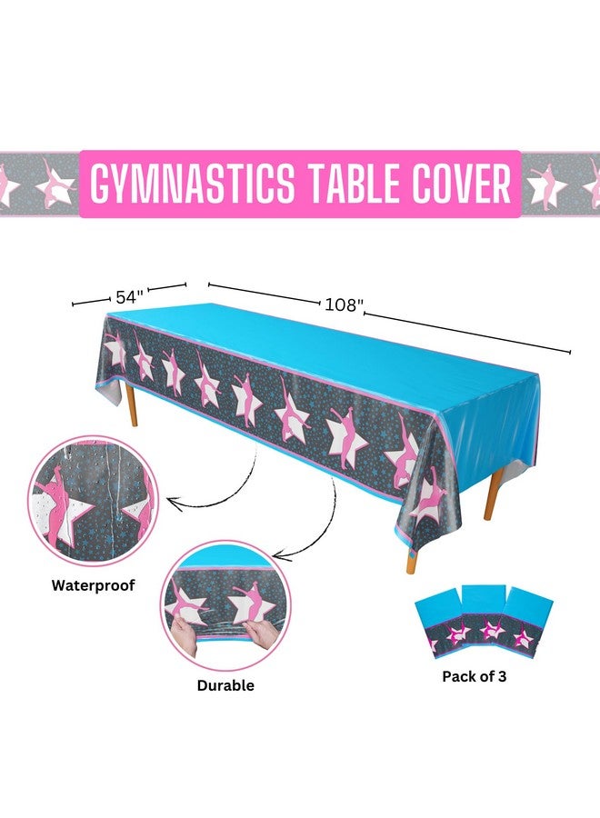 بلو أورتشدس أغطية طاولات الجمباز (عبوة من 3 قطع) - 54 بوصة × 108 بوصة كبيرة جدًا - لوازم حفلات أعياد الميلاد الجمبازية، حفلات ذات طابع جمبازي، مفرش طاولة جمبازي، غطاء طاولة جمبازي، عيد ميلاد جمبازي - Image 2