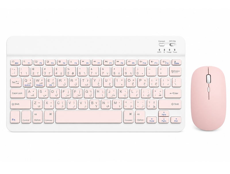 VENDIX Wireless Keyboard and Mouse Combo Arabic English Bluetooth Rechargeable Slim Portable Keyboard for Tablet iPad Laptop Windows Android iOS - Image 1