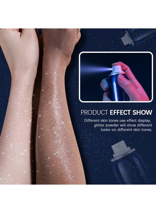 MEICOLY بخاخ جليتر للجسم، بخاخ شعر جليتر فضي لمهرجان الموسيقى، 2.1 أونصة بخاخ جليتر لامع مقاوم للماء سريع الجفاف للشعر والجسم، الملابس، نادي ليلي جليتر لامع، حفلة، تخرج - Image 3