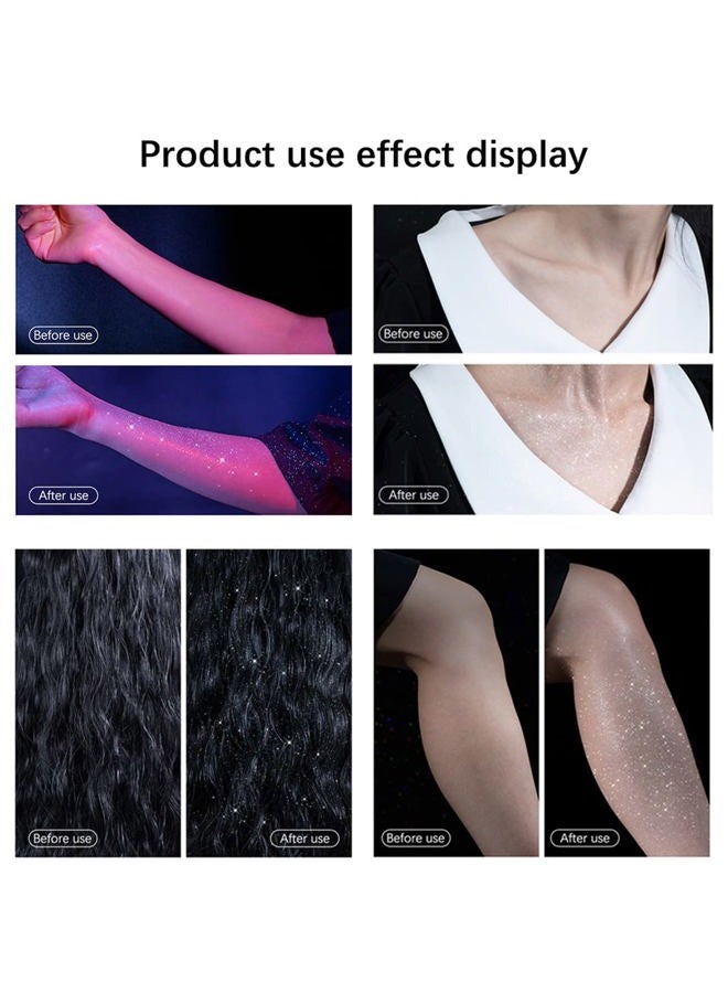 MEICOLY بخاخ جليتر للجسم، بخاخ شعر جليتر فضي لمهرجان الموسيقى، 2.1 أونصة بخاخ جليتر لامع مقاوم للماء سريع الجفاف للشعر والجسم، الملابس، نادي ليلي جليتر لامع، حفلة، تخرج - Image 5