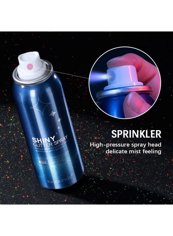 MEICOLY بخاخ جليتر للجسم، بخاخ شعر جليتر فضي لمهرجان الموسيقى، 2.1 أونصة بخاخ جليتر لامع مقاوم للماء سريع الجفاف للشعر والجسم، الملابس، نادي ليلي جليتر لامع، حفلة، تخرج - Image 2