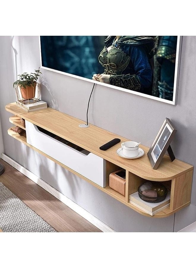 Karnak Wall Mounted Media Console – 130CM Modern Floating TV Shelf for 40–48 Inch TV OAK WHITE - Image 1