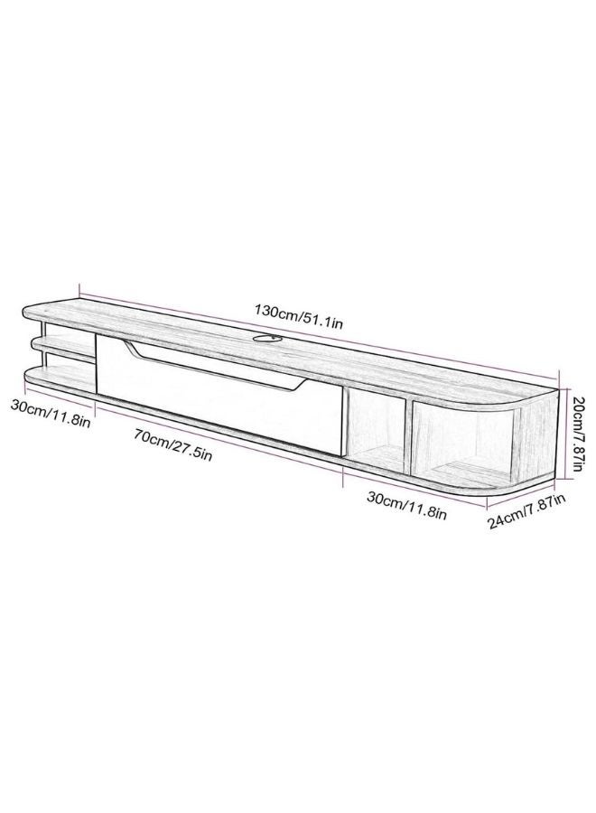 Karnak Wall Mounted Media Console – 130CM Modern Floating TV Shelf for 40–48 Inch TV OAK WHITE - Image 4