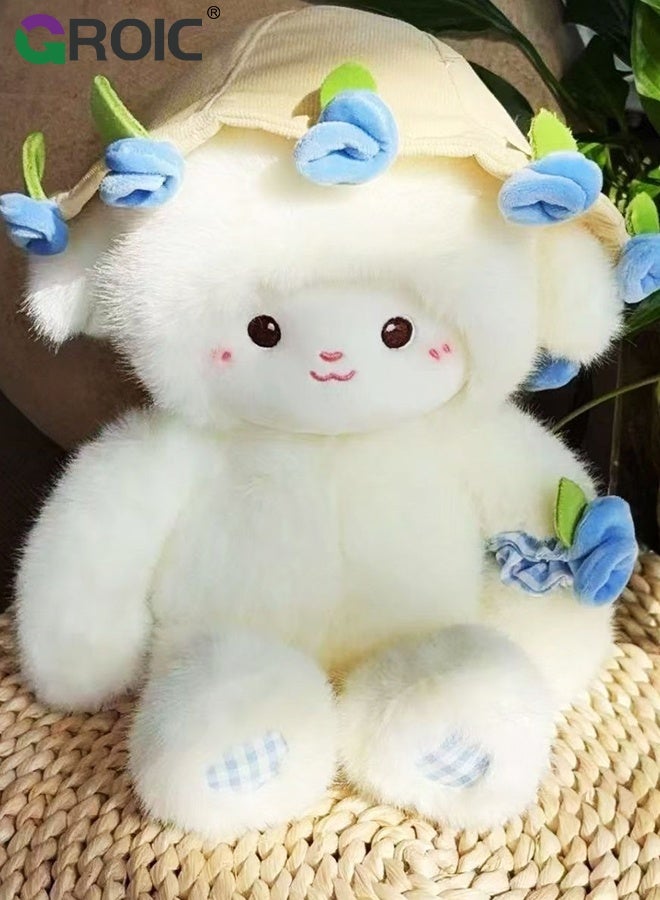 GROIC 30CM Lamb Plush Toy, Magnetic Stuffed Animal with Floral Hat, Soft Fluffy Sheep Doll for Kids and Adults, Cute Gift for Girls and Flower Lovers, Ultra Soft and Interactive Cuddly Toy, Blue Rose Plush Toy - Image 5