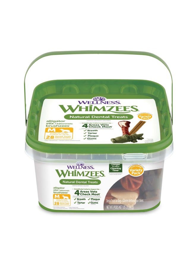 WHIMZEES Dental Treat Pet Food, Grain Free Daily Long Lasting Dog Dental Treats, Vegetable, 28 Count (Pack of 1), WHZ582 - Image 1