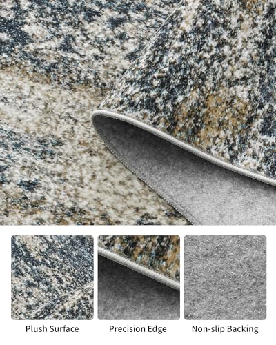 Art&Tuft Washable Rug, Anti-Slip Backing Abstract Area Rug 6x9, Stain Resistant Rugs for Living Room, Foldable Machine Washable Area Rug 6x9, Navy - Image 5
