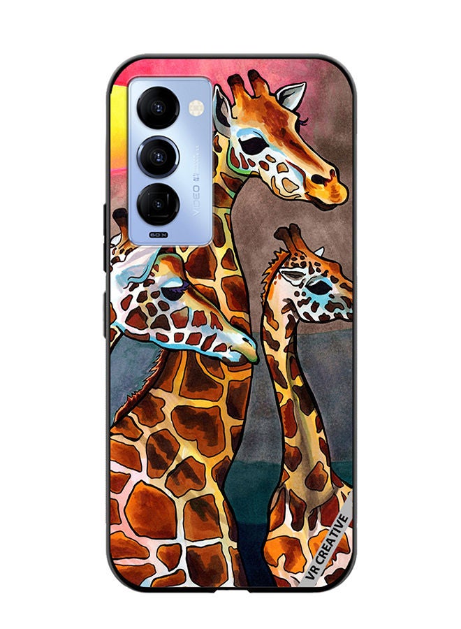 VR CREATIVE Protective Case Cover For Tecno Camon 18/18 P Giraffe Design Multicolour - Image 1