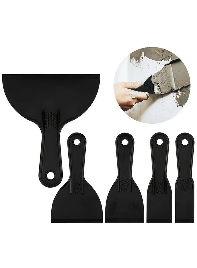 5pcs Black Flexible Plastic Putty Knife Set Paint Scraper Tool Wall Repair - Image 2