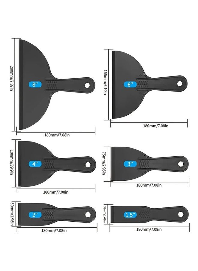 5pcs Black Flexible Plastic Putty Knife Set Paint Scraper Tool Wall Repair - Image 4