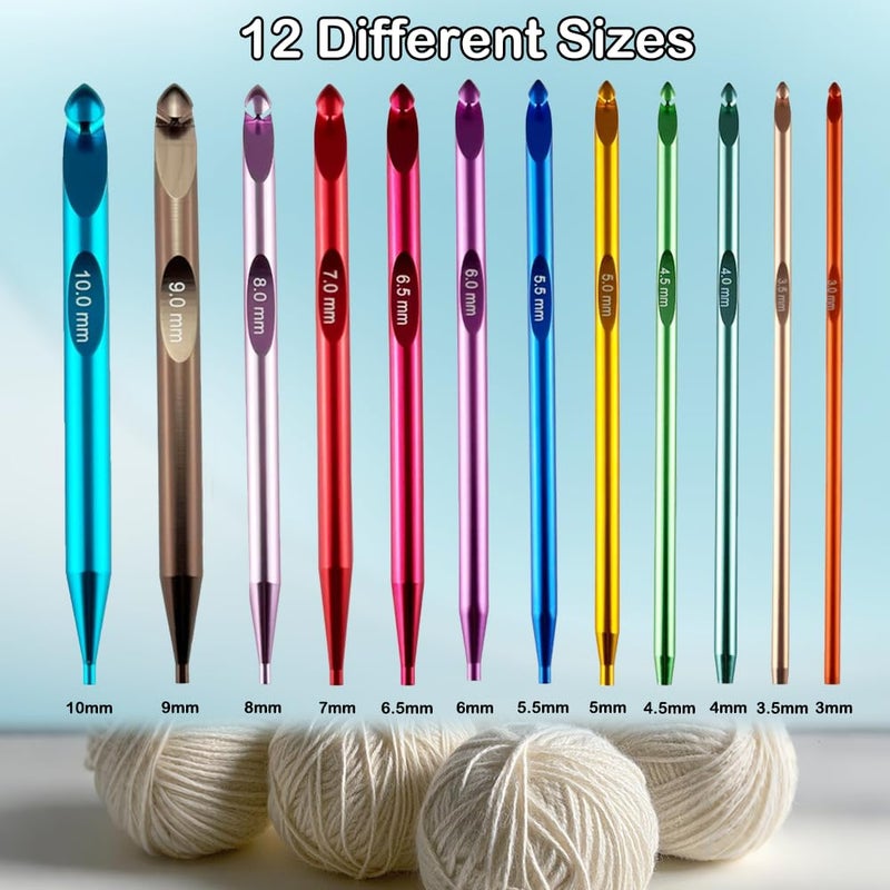 Yarniss Tunisian Crochet Hooks Set with Cable,Long Aluminum Crochet Hooks 3mm-10mm Interchangeable Crochet Needles with Cord - Image 4