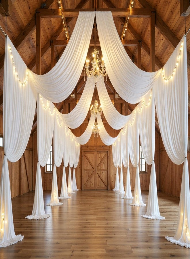 NSSONBEN 10ft x 15ft Ivory Wrinkle Free Backdrop Curtains for Parties,Silky Polyester Fabric Wedding Ceiling Drapes, 2 Panels 15ft Photo Back Drop Drapes for Baby Shower Photography Stage Background Cloth - Image 5