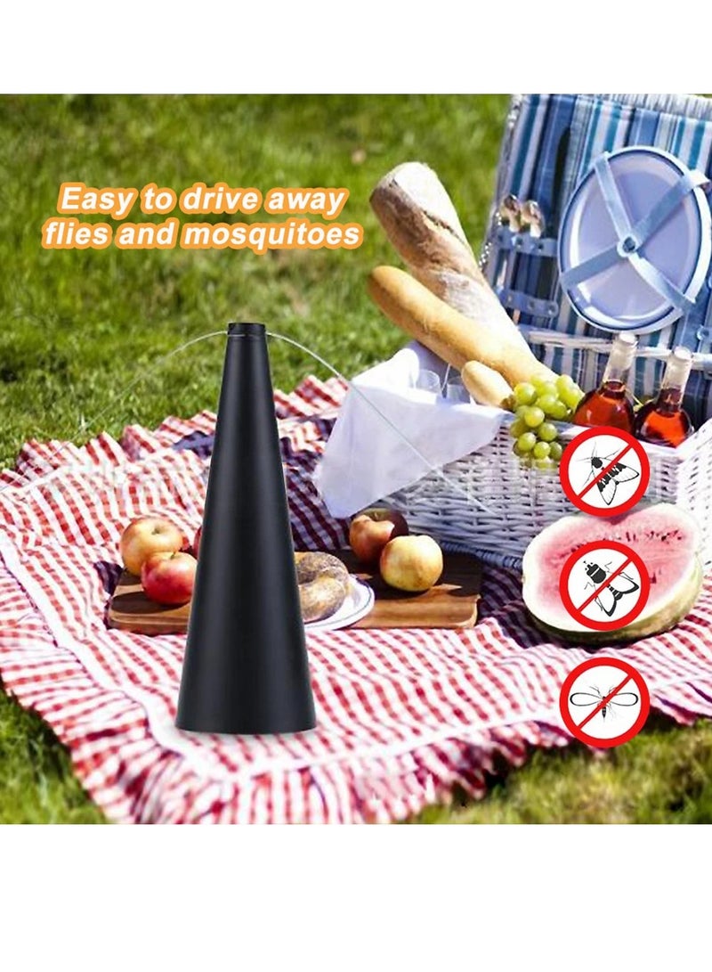 AROAQ Fly Repellent Fan, Portable Multifunction Insect Repellent Fan, Non Toxic Electronic Fly Fan With Soft Blade, Electric Battery Operated Food Protector Tool For For Home Picnic Patio, (Black) - Image 5