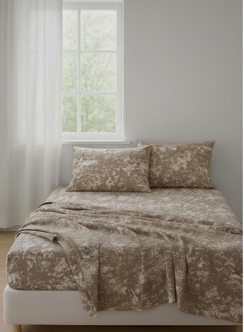 Yarlin-Bed Set (Flat Bedsheet for 160 cm beds and 2 Small Pillowcases (Noise Beige) Design