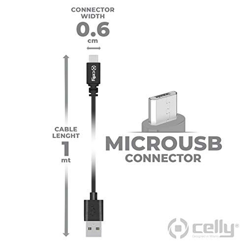 Celly USB Type A to Micro USB Data and Charging Cable, 480 MBPS Data and Sync, 2.4A Fast Charge, Light Weight, Durable, PVC Cable, 1 Meter (Black) (USBMICROB) - Image 4