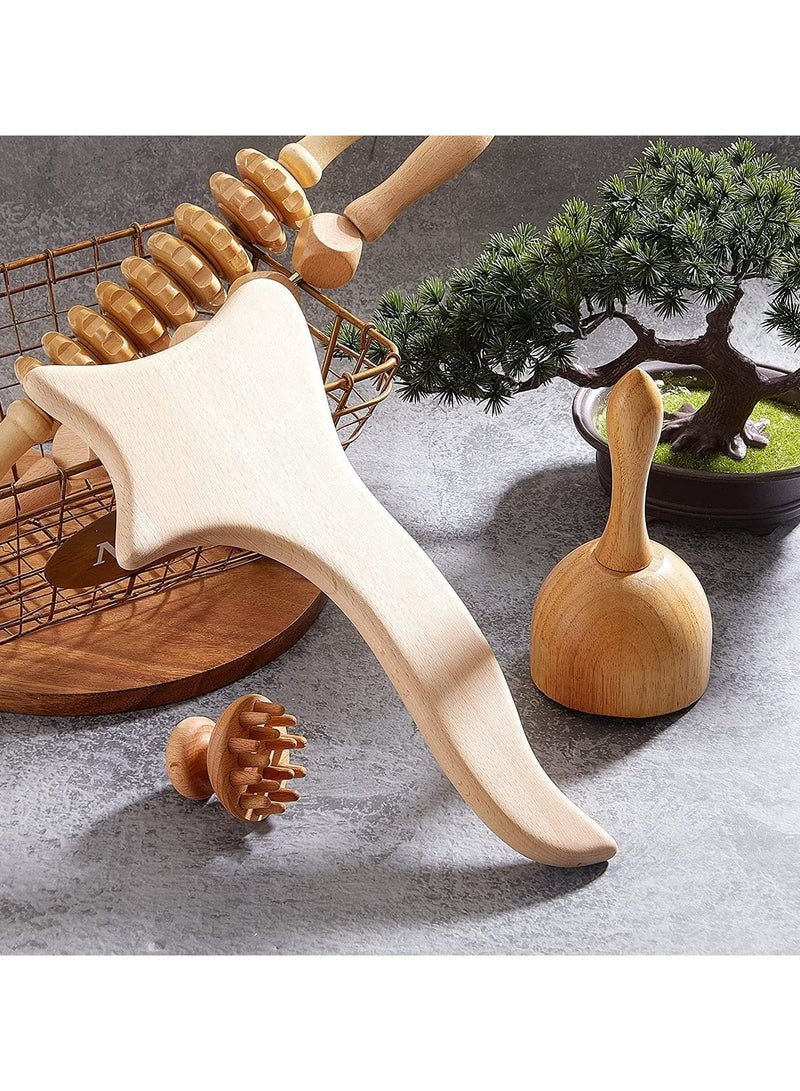 Halamine 5 in 1 Wood Therapy Massage Tools ， Wood Massage Tools,Wood Massager Roller Tool - Image 5