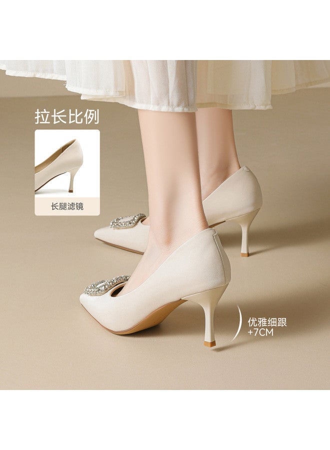 RED DRAGONFLY Years Women's Shoes Lambskin Insole Fashion Shoes Stiletto Heels Pointed Toe Shallow Opening Commuter Shoes - Image 5