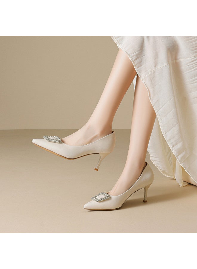 RED DRAGONFLY Years Women's Shoes Lambskin Insole Fashion Shoes Stiletto Heels Pointed Toe Shallow Opening Commuter Shoes - Image 2