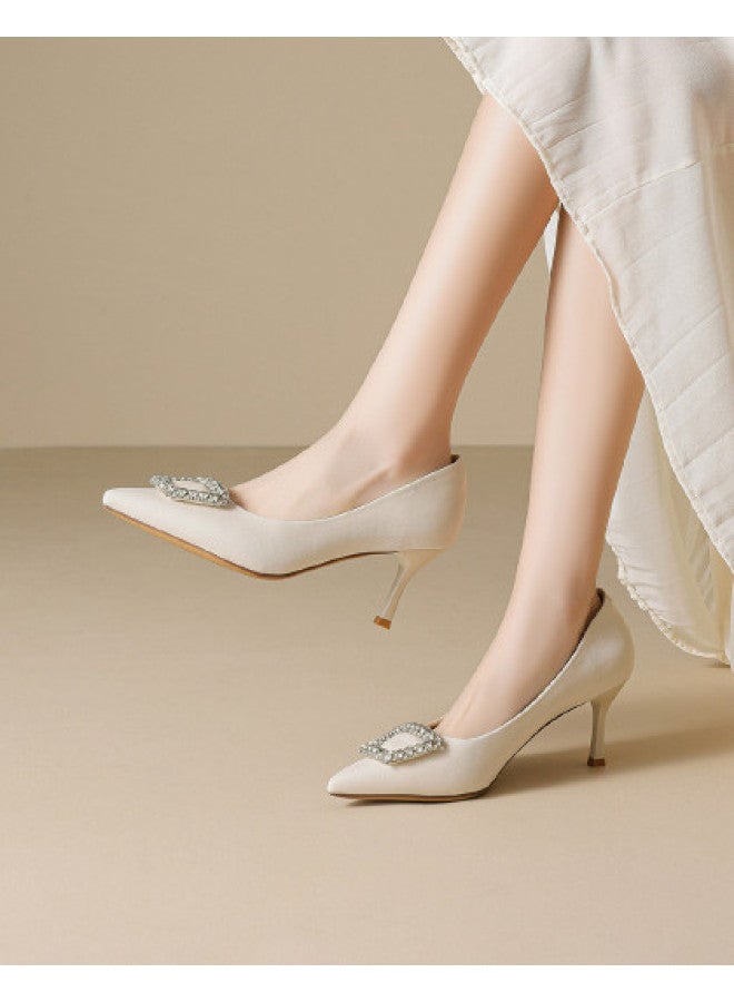 RED DRAGONFLY Years Women's Shoes Lambskin Insole Fashion Shoes Stiletto Heels Pointed Toe Shallow Opening Commuter Shoes - Image 1