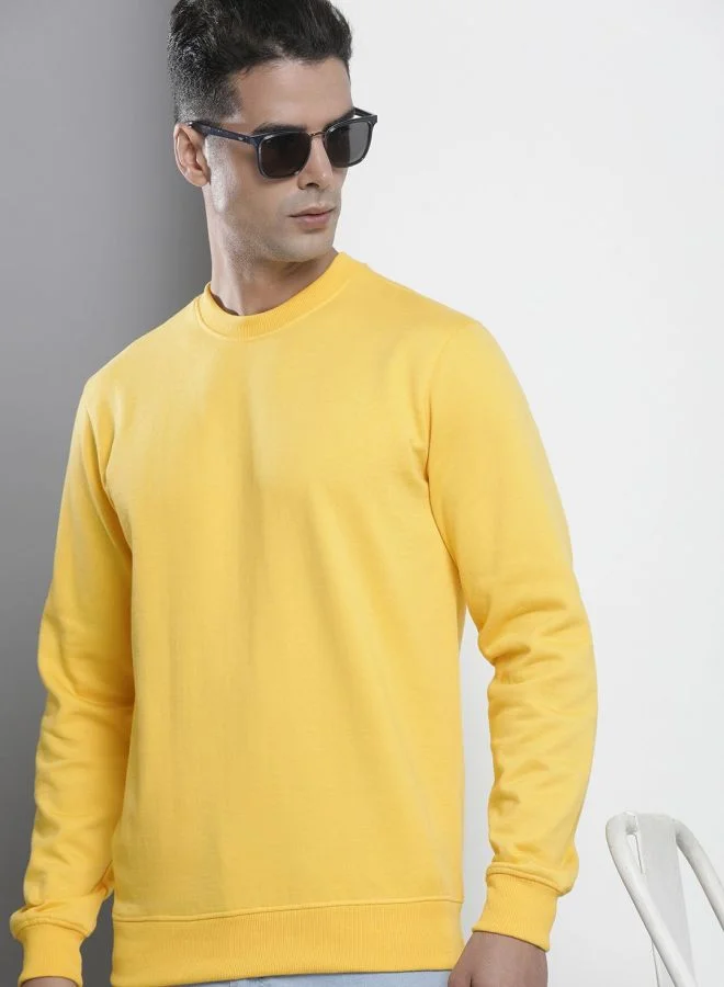 The Indian Garage Co Men Regular Fit Solid Crew Neck Full Sleeves Sweatshirt