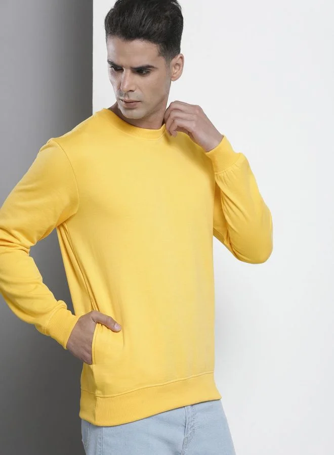 The Indian Garage Co  The Indian Garage Co Men Regular Fit Solid Crew Neck Full Sleeves Sweatshirt  | Best Price UAE