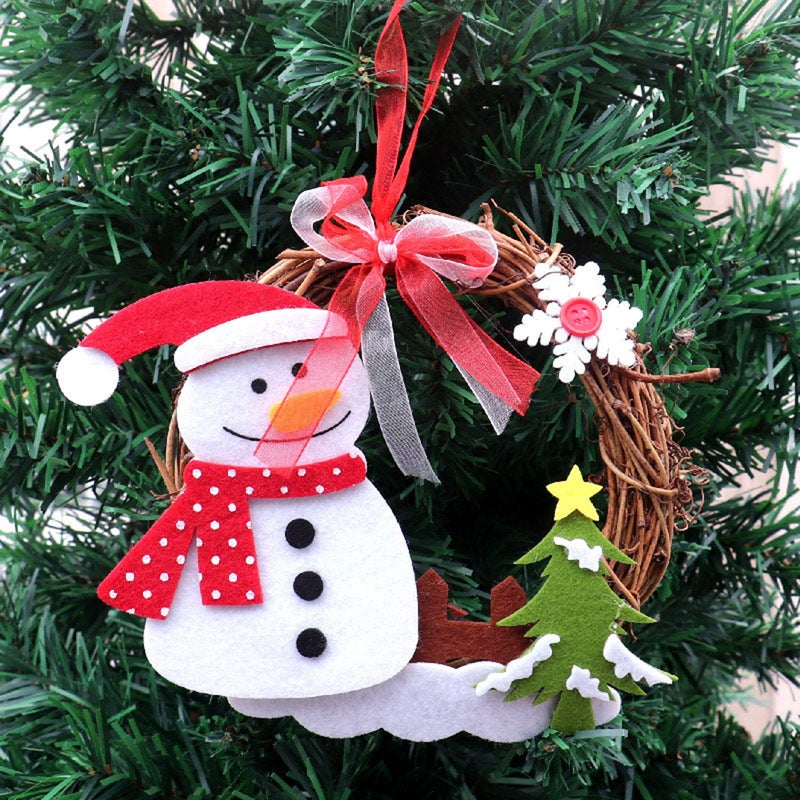 Mini Christmas Twig Garland Hanging Ornament Wreath Decoration Santa Clause Snowman Bear Reindeer Christmas Decor Christmas Tree Ornaments - Image 3