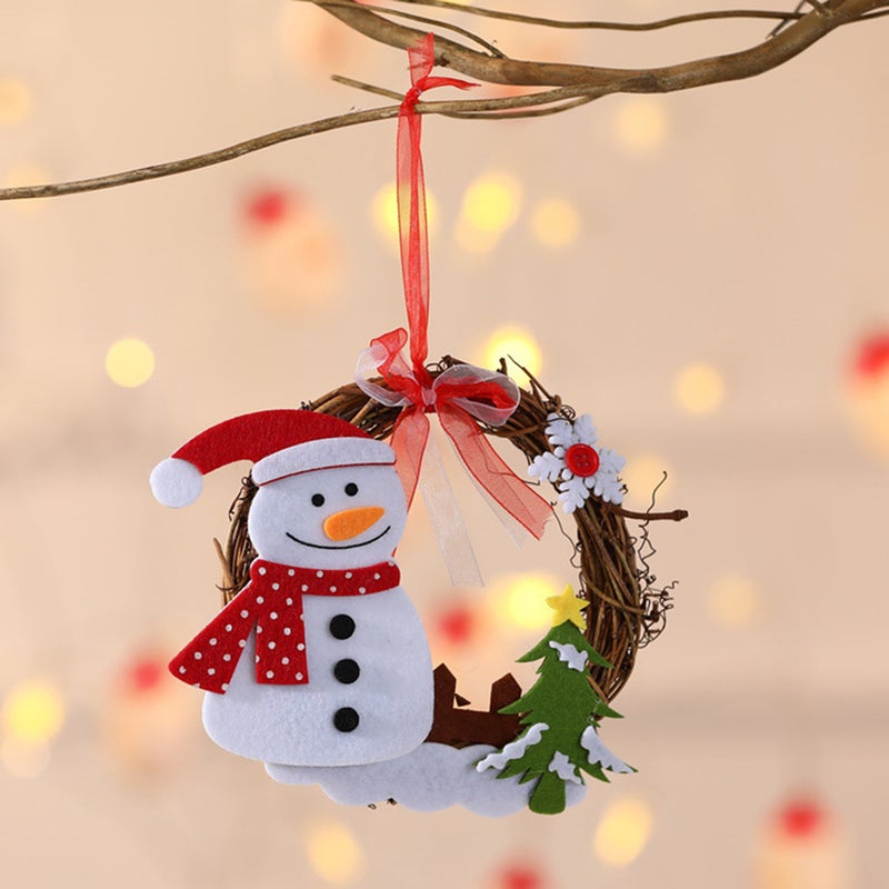 Mini Christmas Twig Garland Hanging Ornament Wreath Decoration Santa Clause Snowman Bear Reindeer Christmas Decor Christmas Tree Ornaments - Image 4