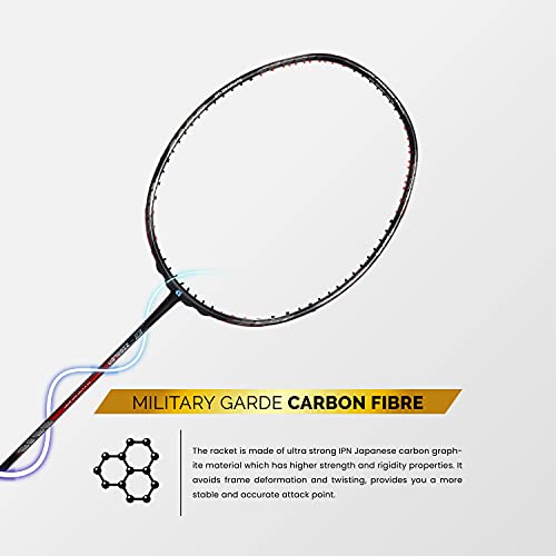 Apacs Z-Ziggler (Unstrung, 38 LBS Max Tension) 6.4mm Slim Shaft | Made in Vietnam | 100% Japanese Graphite Badminton Racket with Free Full Cover | G2-4 1/8 inches (Black Red) - Image 2