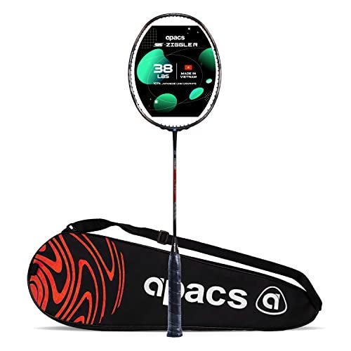 Apacs Z-Ziggler (Unstrung, 38 LBS Max Tension) 6.4mm Slim Shaft | Made in Vietnam | 100% Japanese Graphite Badminton Racket with Free Full Cover | G2-4 1/8 inches (Black Red) - Image 1