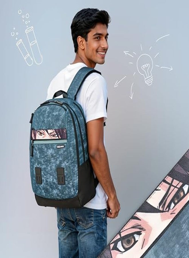 جير حقيبة ظهر مدرسية كبيرة مقاومة للماء من جير مانغا، مقاس 19 بوصة/30 لتر | حقيبة ظهر عادية | حقيبة ظهر يومية | حقيبة ظهر للسفر | حقيبة أطفال للأولاد/البنات (أزرق - أزرق) - Image 3