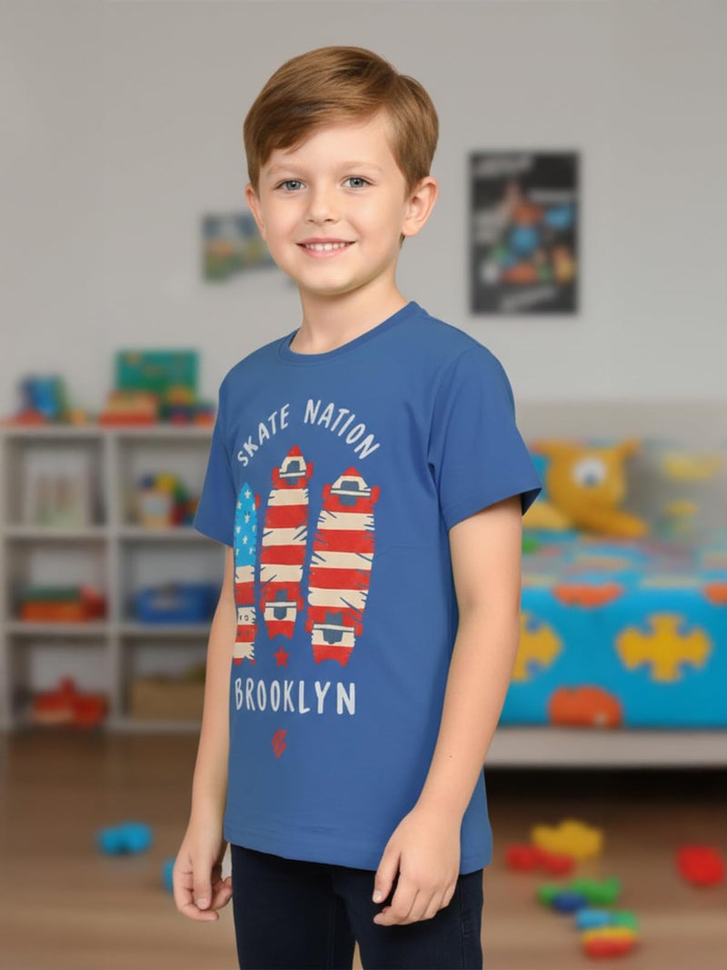 ONN Boy's Half Sleeves Round Neck Graphic Cotton T-Shirt 747_PRTA_PRTB_PRTC_PRTD_PRTE_70_5PC - Image 3