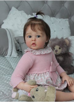 NPK 22 Inch Lifelike Reborn Toddler Dolls Full Body Vinyl Silicone with Long Hair, Beautiful Realistic Newborn Baby Doll with Feeding Toy for Kids Birthday.  - Image 1
