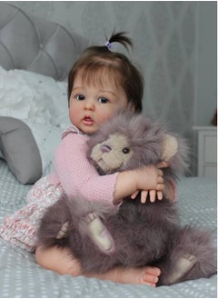 NPK 22 Inch Lifelike Reborn Toddler Dolls Full Body Vinyl Silicone with Long Hair, Beautiful Realistic Newborn Baby Doll with Feeding Toy for Kids Birthday.  - Image 2