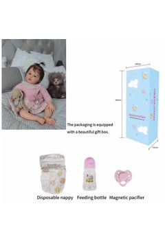 NPK 22 Inch Lifelike Reborn Toddler Dolls Full Body Vinyl Silicone with Long Hair, Beautiful Realistic Newborn Baby Doll with Feeding Toy for Kids Birthday.  - Image 3