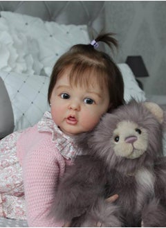 NPK 22 Inch Lifelike Reborn Toddler Dolls Full Body Vinyl Silicone with Long Hair, Beautiful Realistic Newborn Baby Doll with Feeding Toy for Kids Birthday.  - Image 5