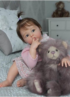 NPK 22 Inch Lifelike Reborn Toddler Dolls Full Body Vinyl Silicone with Long Hair, Beautiful Realistic Newborn Baby Doll with Feeding Toy for Kids Birthday.  - Image 4