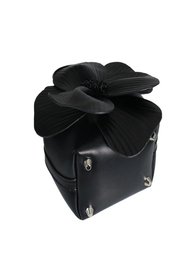 DEBIMY Women's Floral Clutch Purse PU Leather Flower Evening Bags Party Prom Handbag Wedding Crossbody Bucket Purse Black - Image 5
